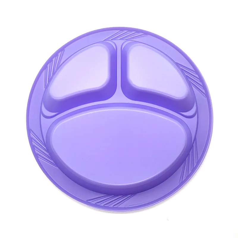 Assiette en plastique ronde jetable à 3 compartiments de 10 pouces